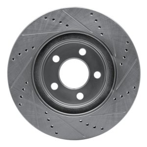 Ford Explorer Sport Brake Rotor (1) - Front Left - R1 Concepts - Drilled & Slotted - Silver - `01-`11